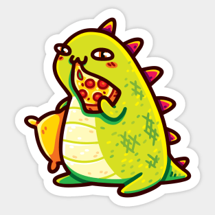 Cute T-Rex Eating Pizza Sticker